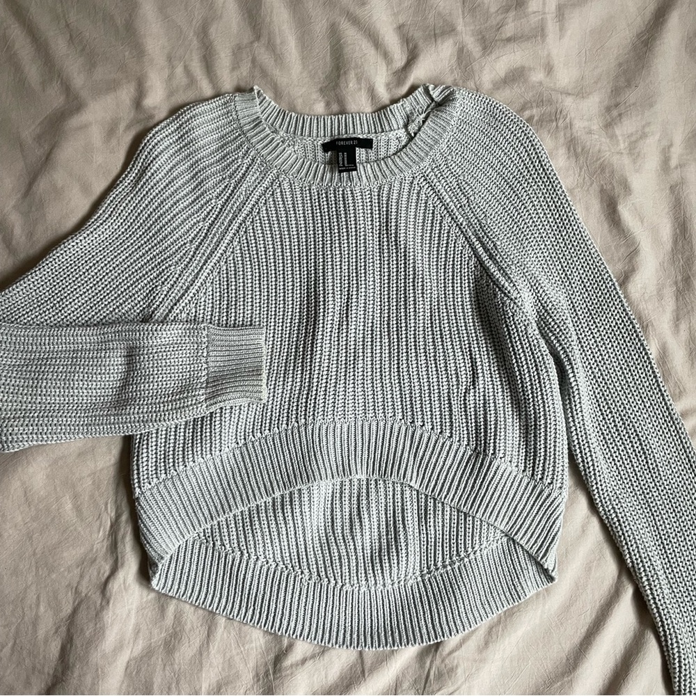 Forever 21 grayish blue knit cropped sweater size M